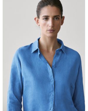 MASSIMO DUTTI Flowing Linen Shirt in Black | Lyst