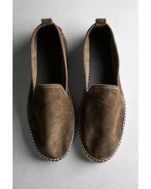 MASSIMO DUTTI Leather Espadrilles - Brown