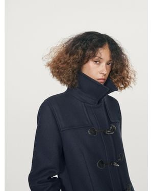 MASSIMO DUTTI Long Coat With Toggles - Blue
