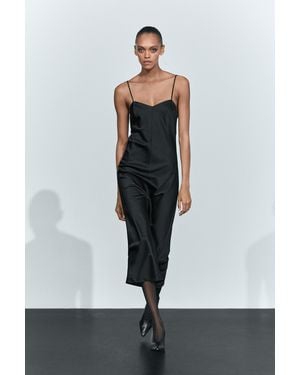 MASSIMO DUTTI Robe Midi À Fines Bretelles - Blanc