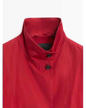 MASSIMO DUTTI Long Oversized Parka - Red