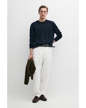 MASSIMO DUTTI Cotton Blend Knit Sweater - Blue