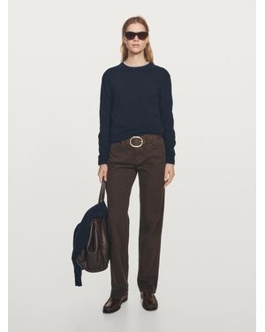 MASSIMO DUTTI Strickpullover Rundausschnitt Wollmischgewebe - Blau