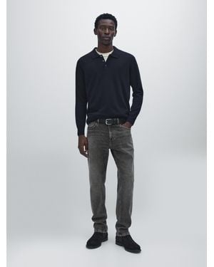 MASSIMO DUTTI Pull Polo En Maille De Laine Mélangée - Bleu