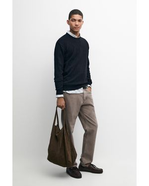 MASSIMO DUTTI 100% Cotton Ribbed Knit Jumper - Blue