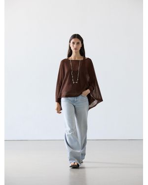MASSIMO DUTTI Flowing Cape With Linen - Brown
