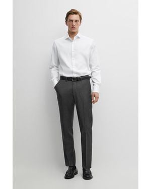 MASSIMO DUTTI Slim Fit Cotton Shirt With Double Cuffs - White