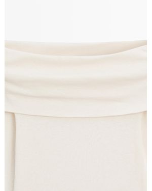 MASSIMO DUTTI Off-The-Shoulder Cotton Blend T-Shirt - White