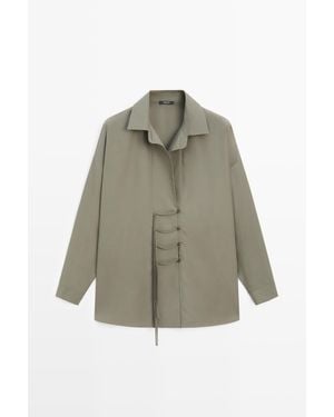 MASSIMO DUTTI Flowing Shirt With Button Details - Green
