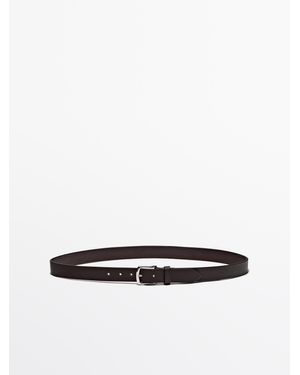 MASSIMO DUTTI Nappaleren Riem Met Nikkelen Gesp - Wit