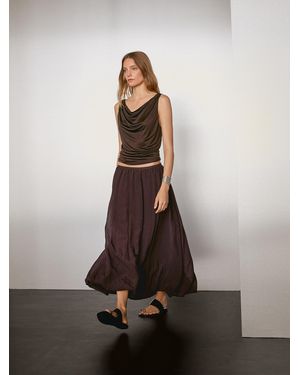 MASSIMO DUTTI Ombré Print Box Pleat Midi Skirt in White