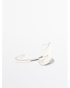 MASSIMO DUTTI Wide Textured Bracelet - White