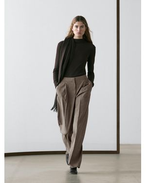 MASSIMO DUTTI Pantaloni Da Completo A Quadri - Neutro