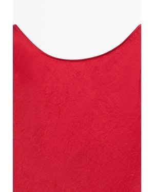 MASSIMO DUTTI Flowing Sateen Midi Dress - Red