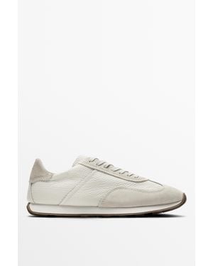 MASSIMO DUTTI Milled Nappa Leather Trainers - White