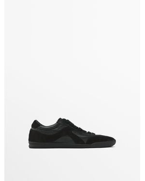 MASSIMO DUTTI Contrast Leather Trainers - White