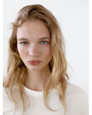 MASSIMO DUTTI Maglietta Con Collo Sfrangiato - Marrone