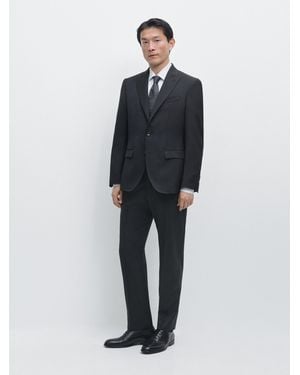 MASSIMO DUTTI 100% Cool Wool Suit Blazer - Blue