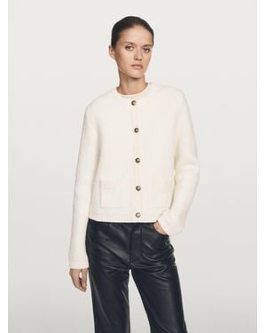 MASSIMO DUTTI Cárdigan Punto Corto Detalle Botones Dorados - Neutro