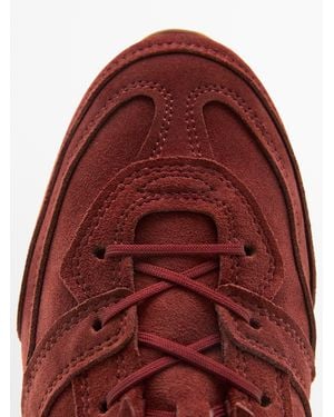 MASSIMO DUTTI Split Leather Sneakers With Piece Details - Red