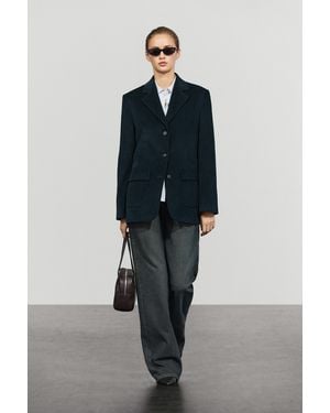 MASSIMO DUTTI 100% Cotton Corduroy Blazer - Blue