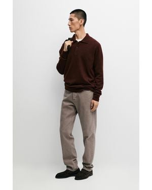 MASSIMO DUTTI Strickpullover Im Polo-Stil Aus 100 Kaschmir - Braun