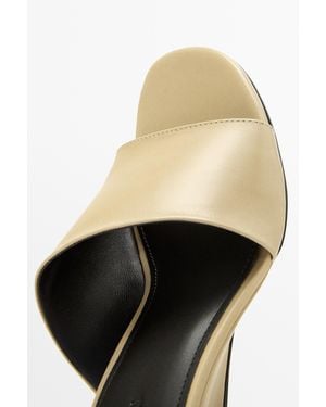 MASSIMO DUTTI Soft Leather Wedge Heel Sandals - Black
