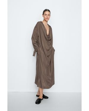 MASSIMO DUTTI Draped Neckline Trench Dress - Natural