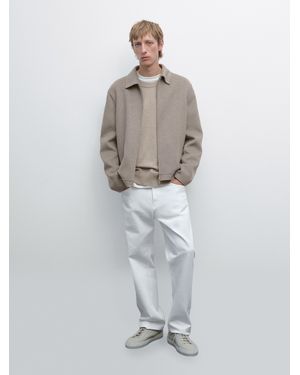 MASSIMO DUTTI Double Wool Blend Zip-Up Jacket - Grey