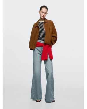 MASSIMO DUTTI High-Waist Flare Fit Jeans - Red