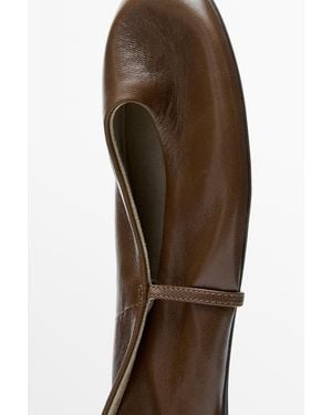 MASSIMO DUTTI Soft Leather Ballerinas - Brown