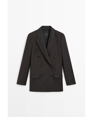 MASSIMO DUTTI Kostuumbroek Met Plooien En Krijtstreep - Meerkleurig