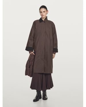 MASSIMO DUTTI Parka Incerato Lungo Con Dettaglio - Marrone