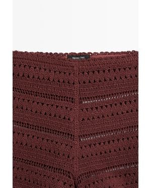 MASSIMO DUTTI Cotton Crochet Shorts - Purple