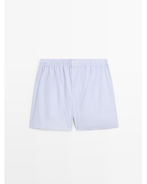 MASSIMO DUTTI 100% Cotton Striped Underpants - White
