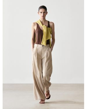 MASSIMO DUTTI Loose Fit High-Waist Pants - Natural