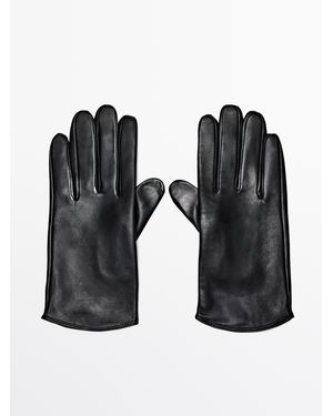 MASSIMO DUTTI Nappa Leather Gloves - Black