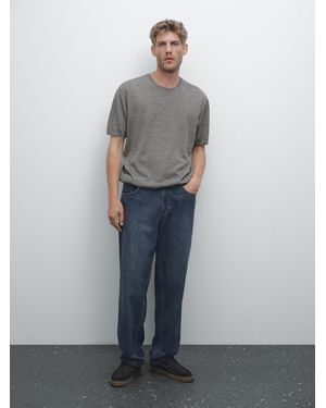 MASSIMO DUTTI Camiseta Punto Manga Corta Mezcla Lana - Gris