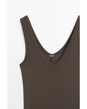 MASSIMO DUTTI Midi Dress With Central Seam Detail - Green