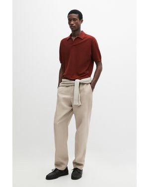 MASSIMO DUTTI 100% Cotton Knit Polo Jumper - Red