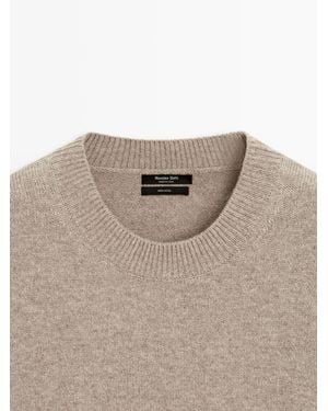 MASSIMO DUTTI Jersey Oversize Manga Corta Lana - Neutro