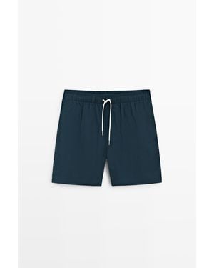 MASSIMO DUTTI Plain Swim Trunks - Blue