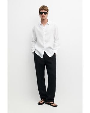 MASSIMO DUTTI 100% Linen Slim Fit Shirt - White