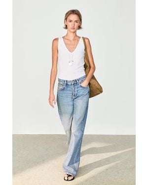 MASSIMO DUTTI Cotton Blend Strappy Top - White