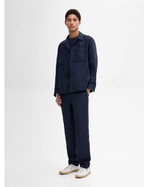 MASSIMO DUTTI Pantaloni Regular Fit 100% Lino - Blu