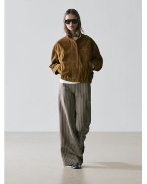 MASSIMO DUTTI Wide-Leg Pants With Striped Details - White