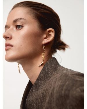 MASSIMO DUTTI Leaf Dangle Earrings - Brown