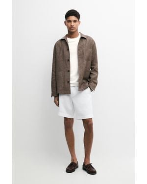 MASSIMO DUTTI 100% Linen Short Bermuda Shorts - Blue