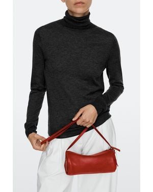 MASSIMO DUTTI Nappa Leather Crossbody Bag - Red