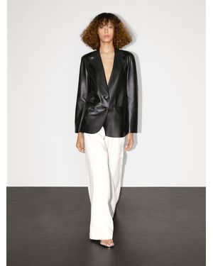 MASSIMO DUTTI Flowing Nappa Leather Blazer - White